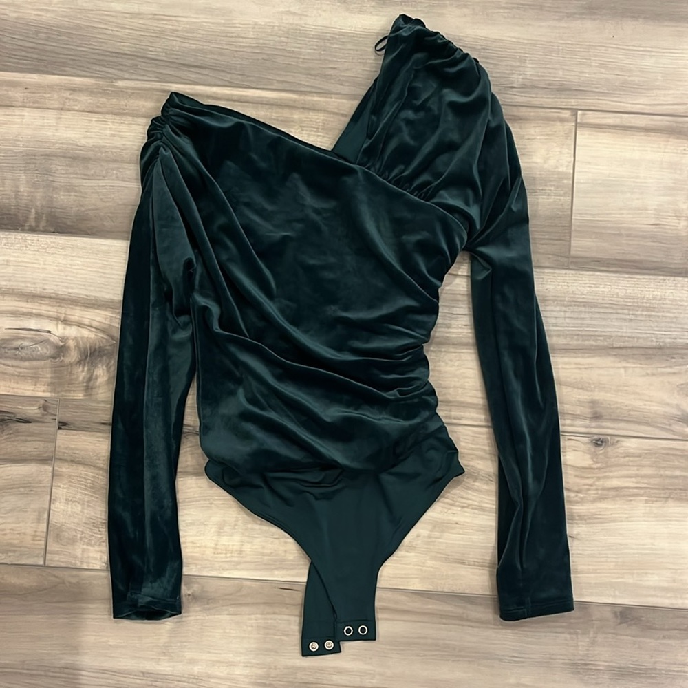 Express Dark Green Velvet Bodysuit